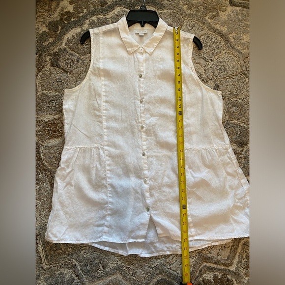 Love Linen J. Jill White Sleeveless Tank Top Beach Summer Shirt Tunic L Button - Picture 6 of 7